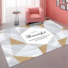 Geometric Area Rug Soft Non Slip TPR Base Carpet Machine Washable