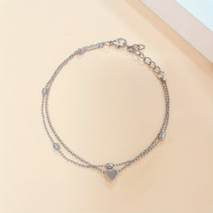 Mini Love Heart Thin Chain Anklet Double Layers Ankle Bracelet