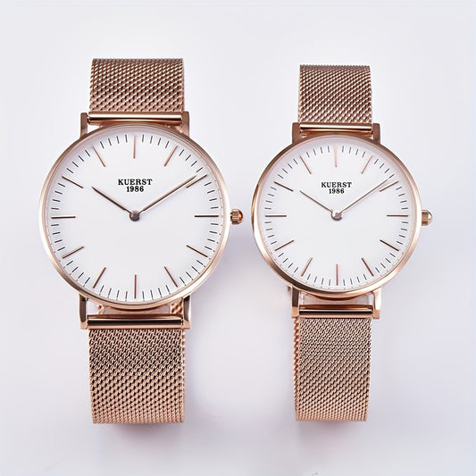 KUERST Mesh Strap Ultra thin Quartz Watch Romantic Love Element Wrist Watch