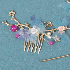 Vintage Flower Hair Comb Faux Pearl Hair Pin