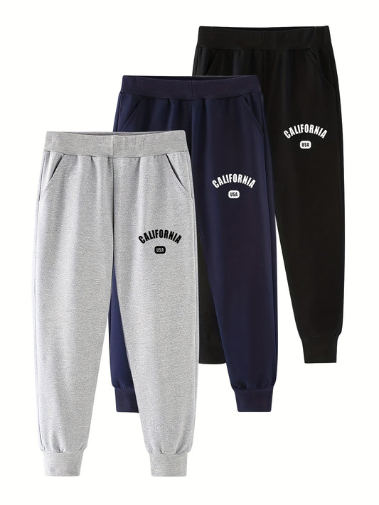 3pcs CALIFORNARY Letter Print Boys Sweatpants