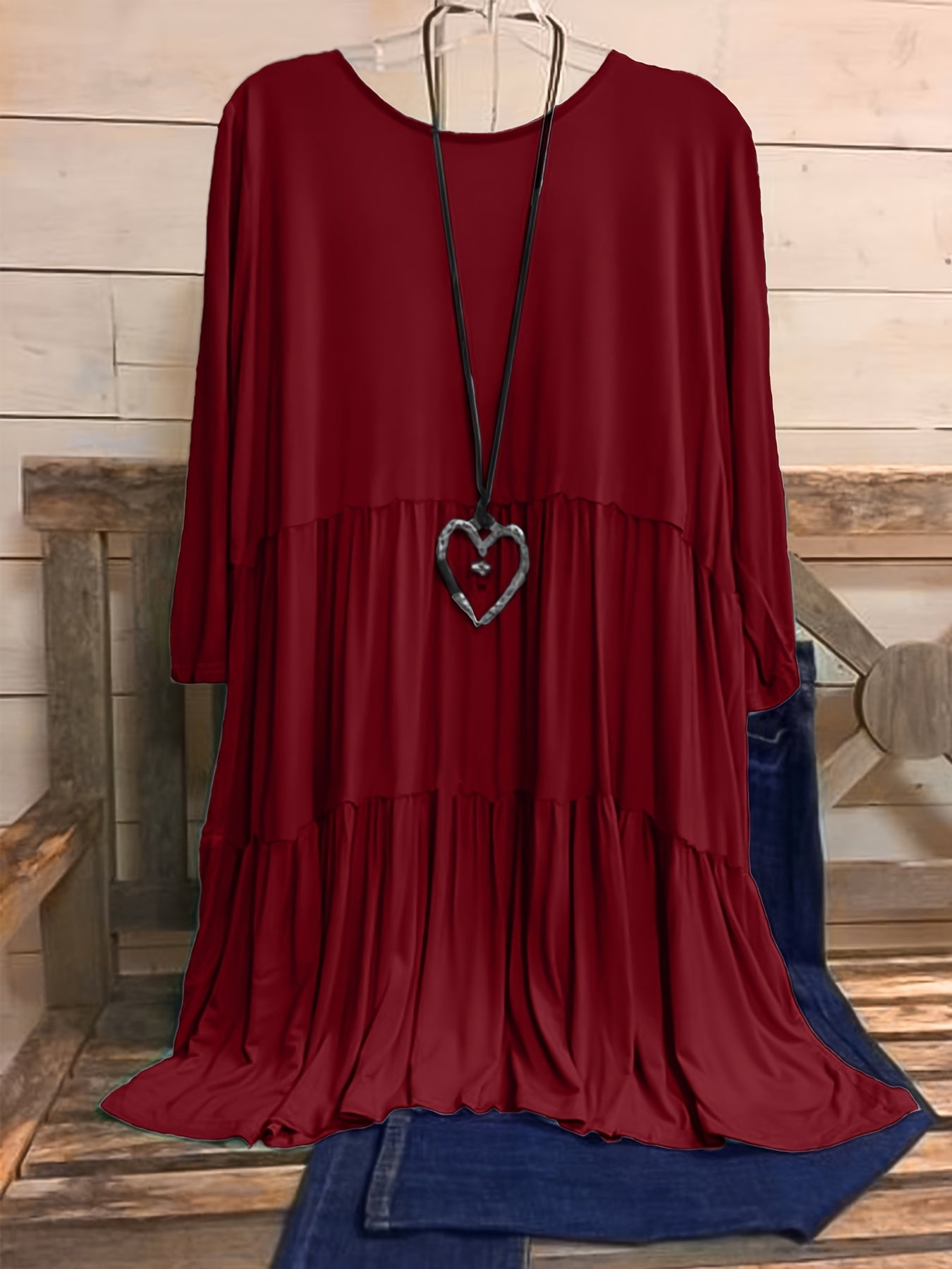  Women's Ruffle Trim Smock Dress