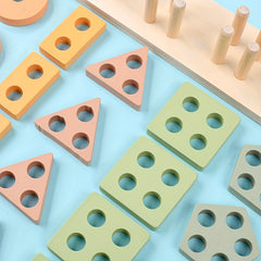 Wooden Shape Sorting Stacking Blocks Toy Set