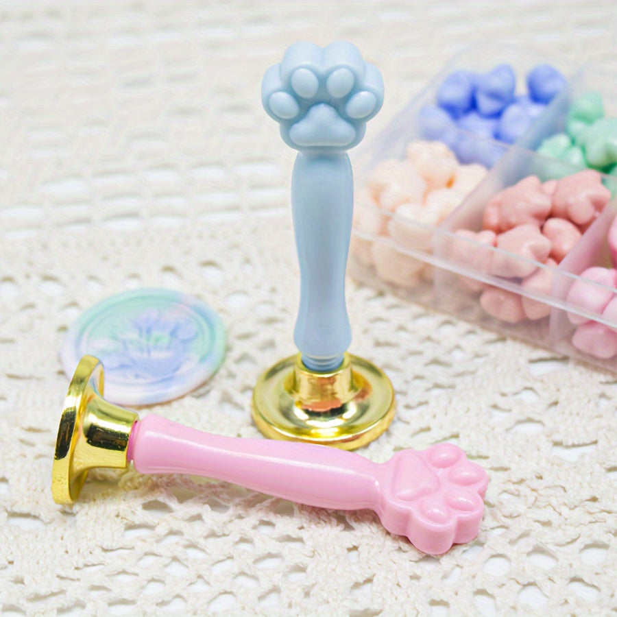 2pcs Cat Paw Shape Fire Paint Seal Handle in Pink