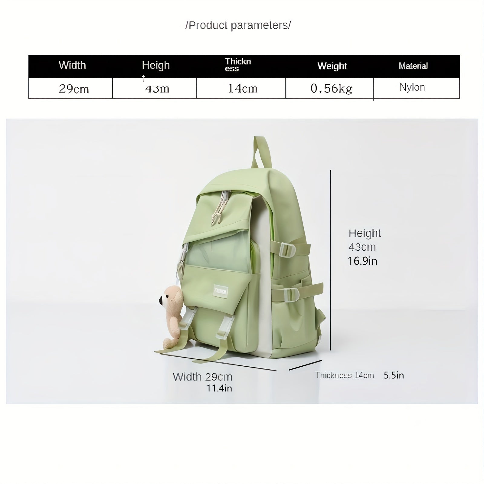 4pcs Backpack Crossbody Handbag Set Student Preppy Large Capacity Bag