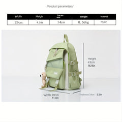 4pcs Backpack Crossbody Handbag Set Student Preppy Large Capacity Bag