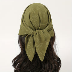 Embossed Chiffon Square Scarf Solid Bandana Head Wrap Neckerchief