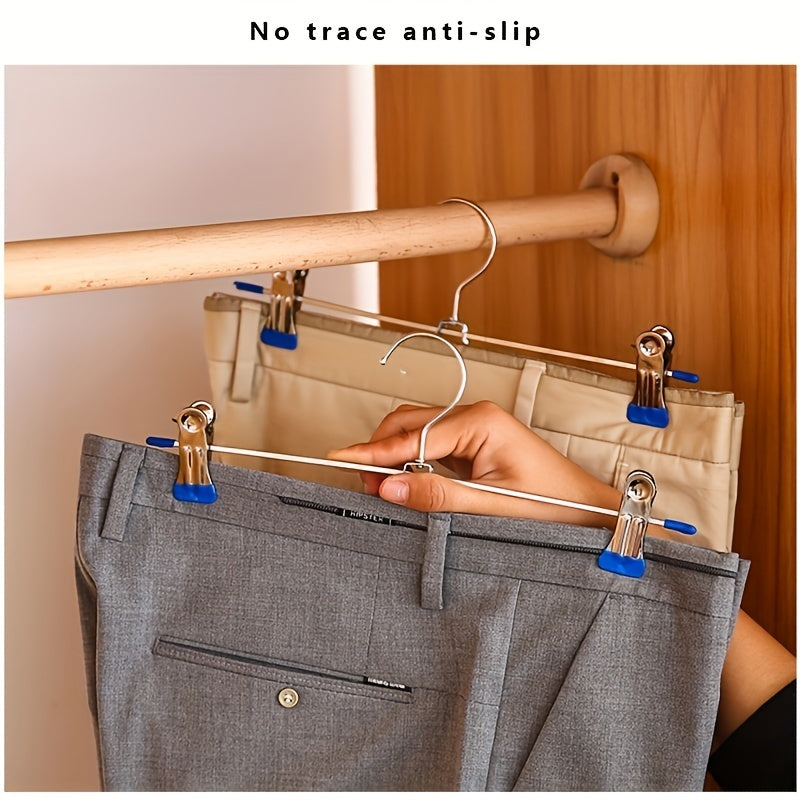 10pcs Stainless Steel Pants Clips Hangers Anti Skid Skirt Clips