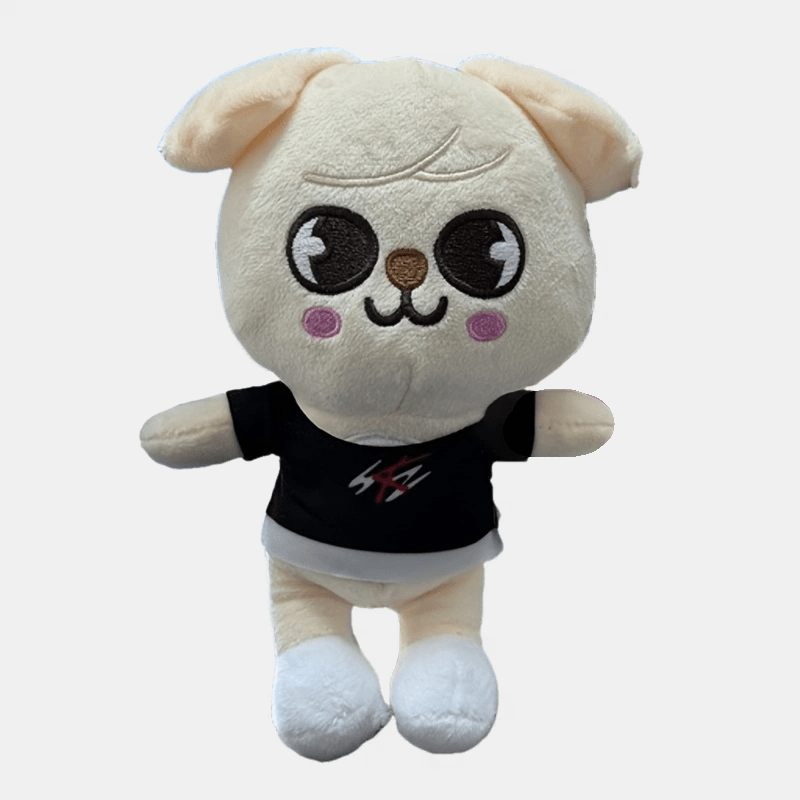 Stray Dog Plush Toy Soft Polyester Stuffed Animal with T Shirt & Pants