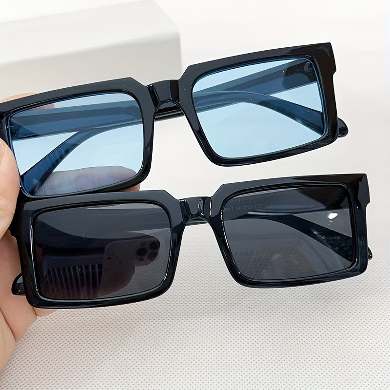 2 Pairs Small Square Frame Sunglasses Men's Street Photography Sunglasses