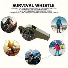 3Pcs Survival Whistle with Compass Thermometer for Outdoor Camping Hiking