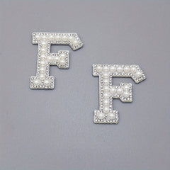 2pcs Pearl Rhinestone Letter Patch Sticker DIY Clothes Decoration