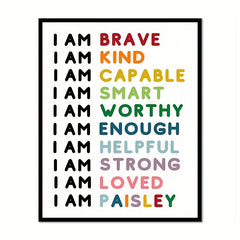 Boho Classroom Decor I Am Brave I Am Kind Personalised Art
