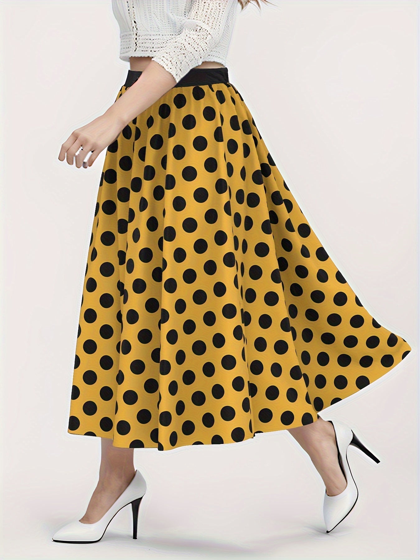  Dot Print A-line Maxi Skirt
