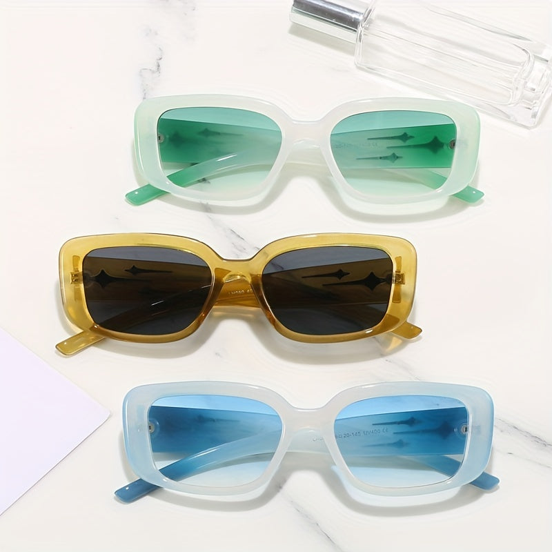 Y2K Jelly Rectangle Sunglasses UV400 Sun Shades