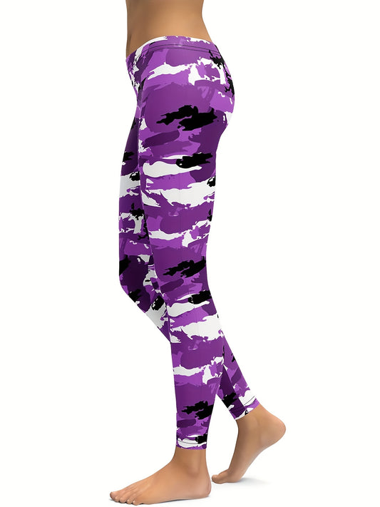 Camo Print High Waist Yoga Leggings Stretchy Workout Pants