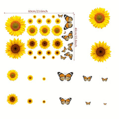 Yellow Sunflower Room Decoration Wall Sticker Butterfly Sofa Background