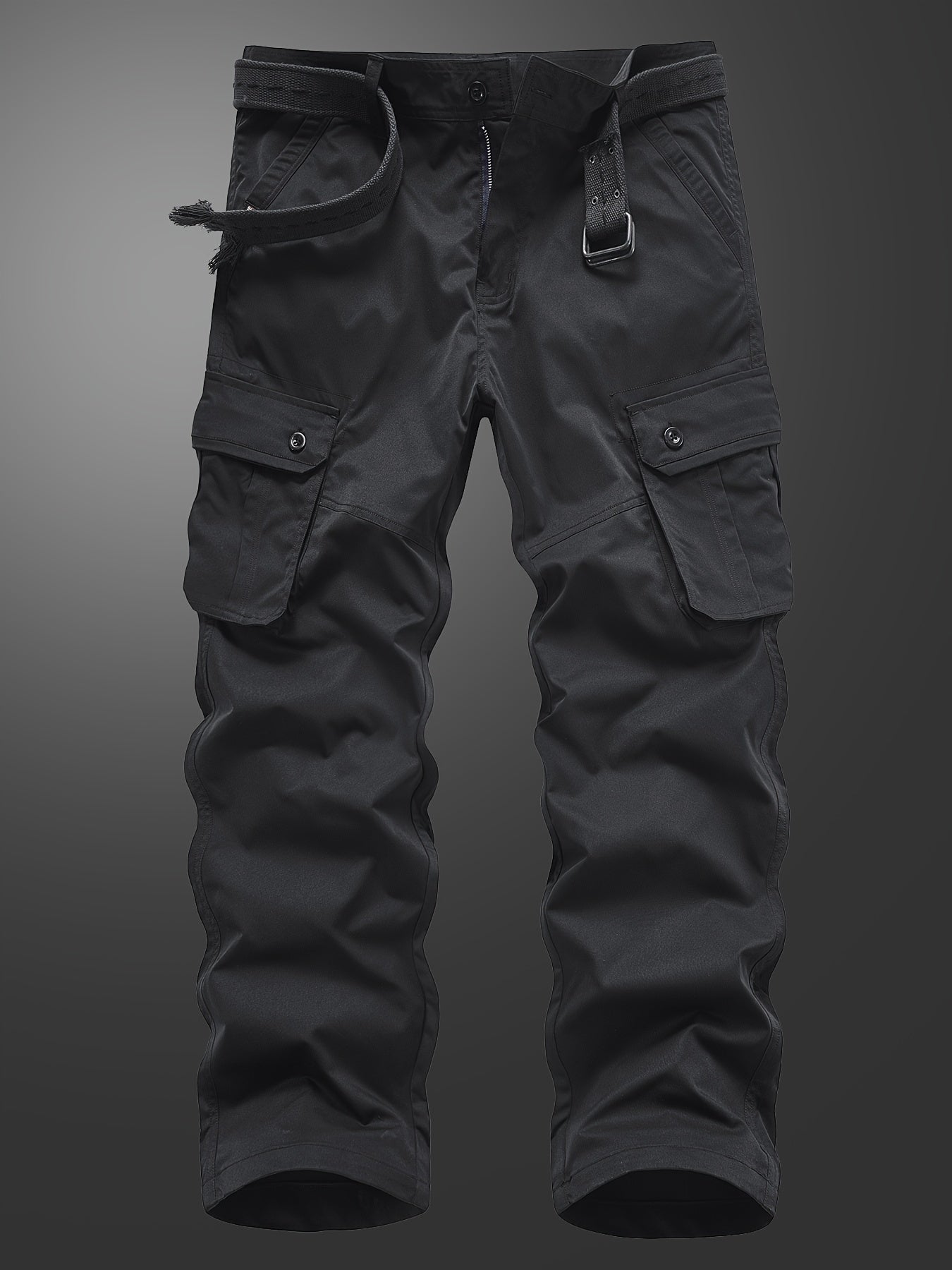 Men's Straight Leg Cargo Pants with Solid Flap Pockets