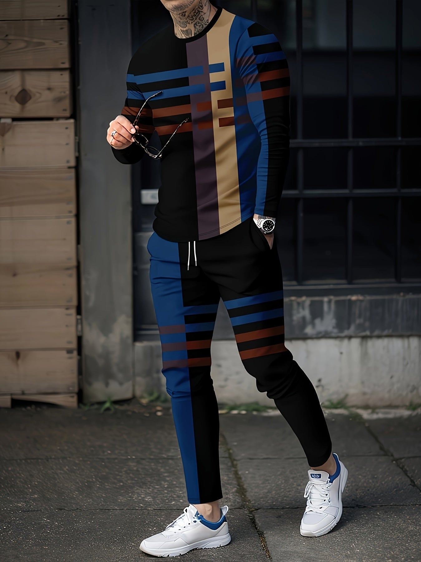 Men's 2 Piece Outfit King Print T-shirt & Sweatpants