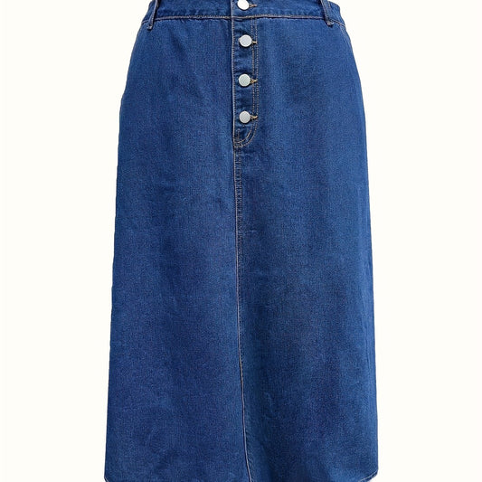  Button Up Maxi Denim Skirt