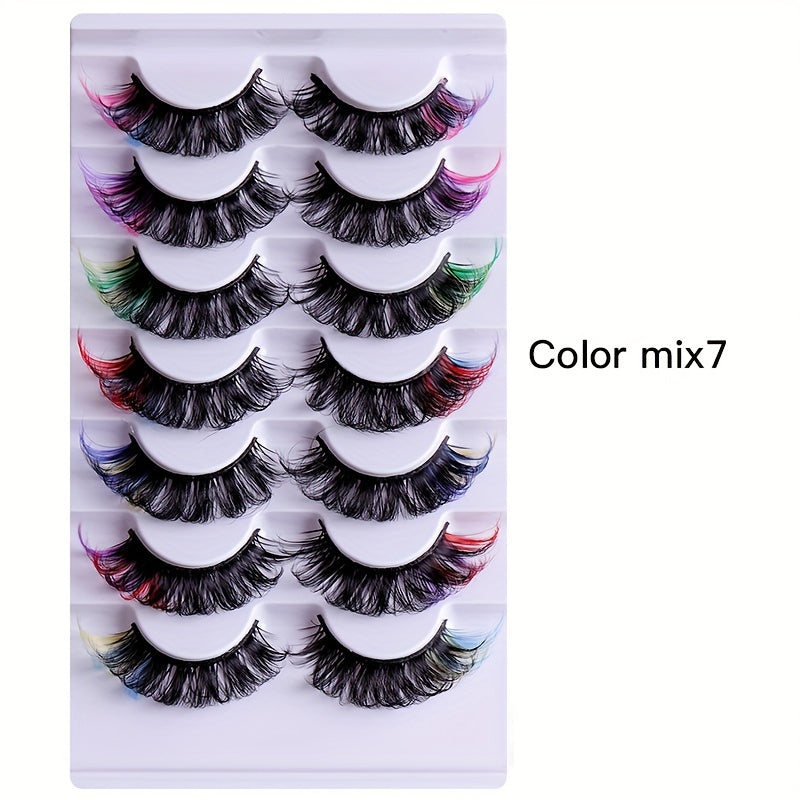 7 Pairs DIY False Eyelashes 6D Curly Soft Bushy Colored Perfect Fitting