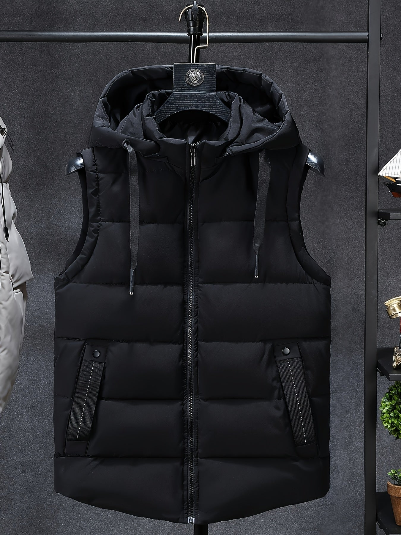 Men Sleeveless Down Thermal Hooded Vests Jackets Winter Waistcoat