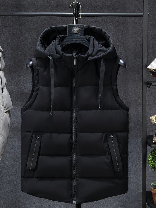 Men Sleeveless Down Thermal Hooded Vests Jackets Winter Waistcoat