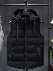 Men Sleeveless Down Thermal Hooded Vests Jackets Winter Waistcoat