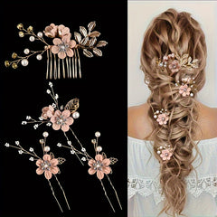4 Pack Romantic Floral Hair Accessories Bridal Wedding Comb Set
