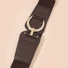 Wide Belt Solid Elastic Waistband Vintage Dress Coat Girdle