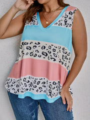  Leopard Print V Neck Tank Top