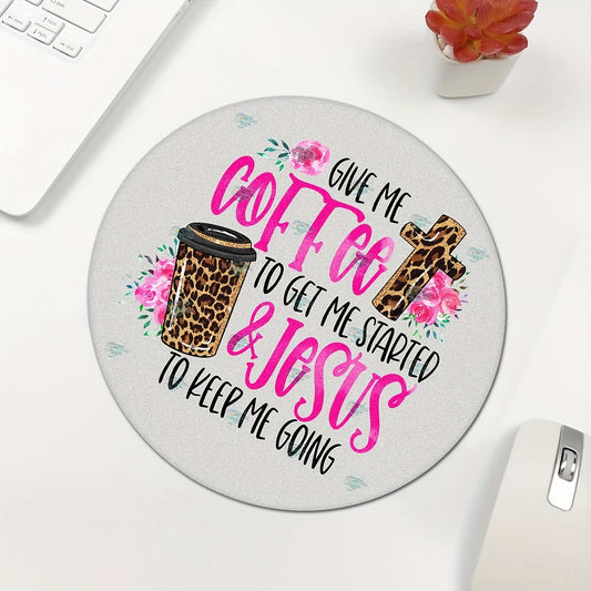 Coffee Pattern Round Mouse Pad 7.87in Non-slip Rubber Game Office Mouse Pad