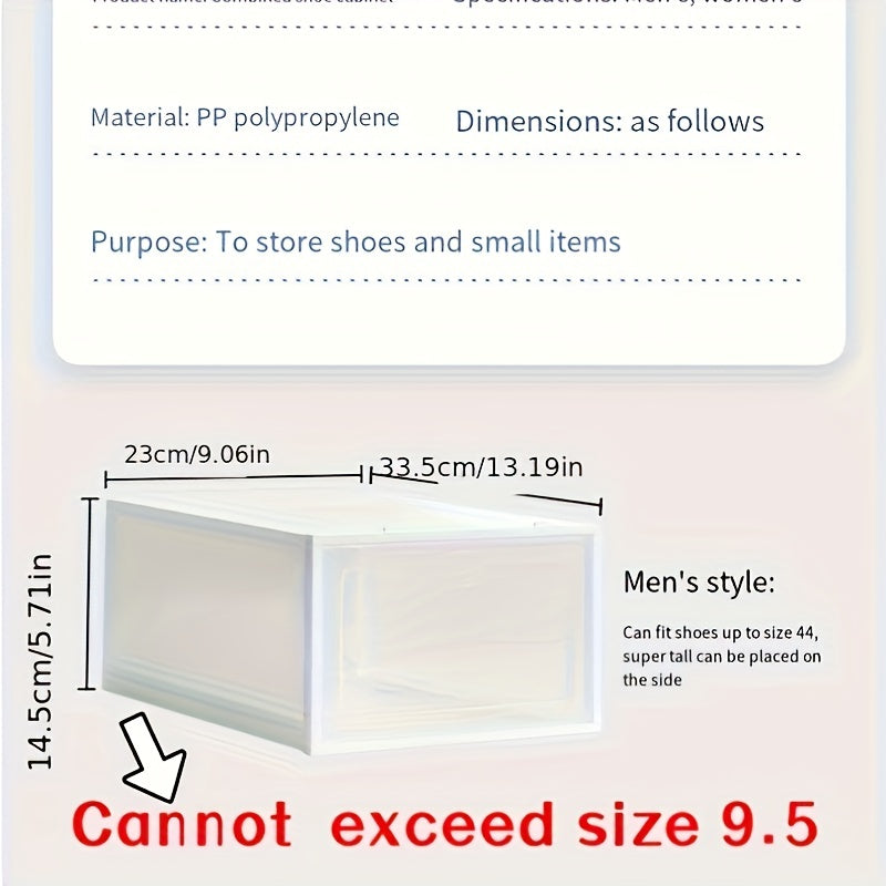 12pcs Clear Plastic Shoe Boxes Easy Assembly Dustproof Storage Box
