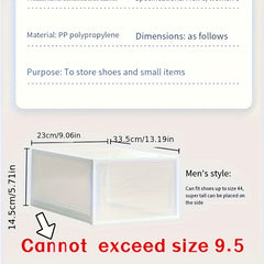 12pcs Clear Plastic Shoe Boxes Easy Assembly Dustproof Storage Box
