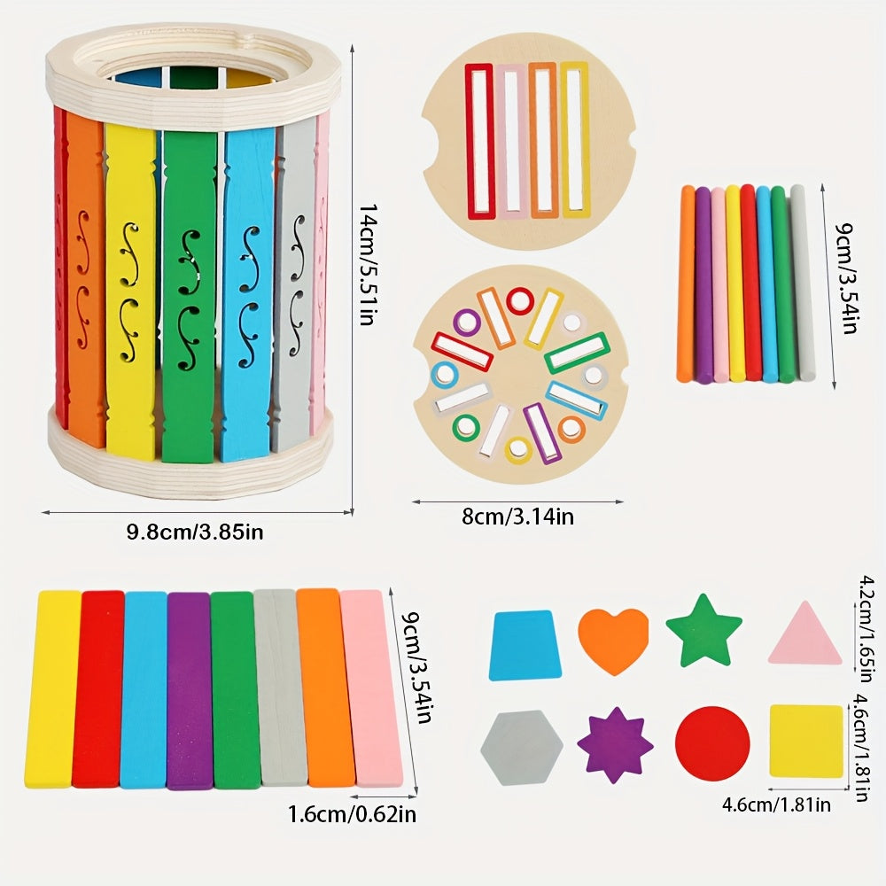 Wooden Sorting Toy with Two Lids Three Play Modes