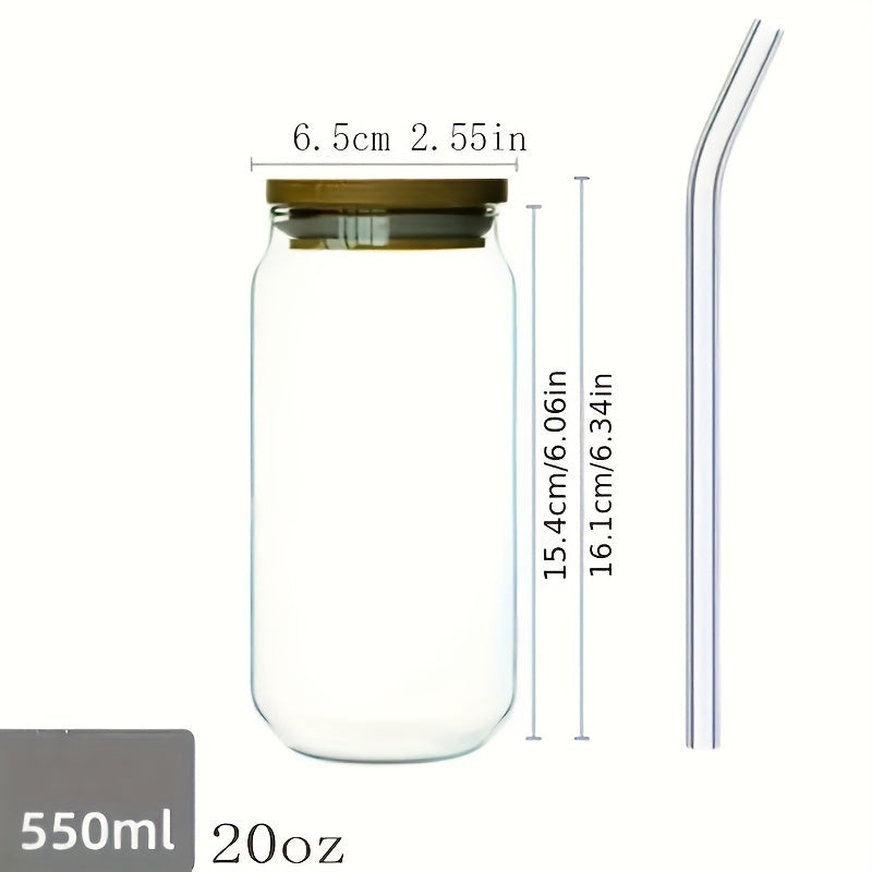 Clear Glass Cup With Bamboo Lid 12oz 20oz Can Beer Cup