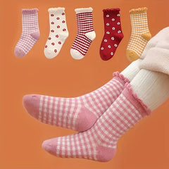 Girls Socks 5 Pairs Thin Soft Breathable Socks