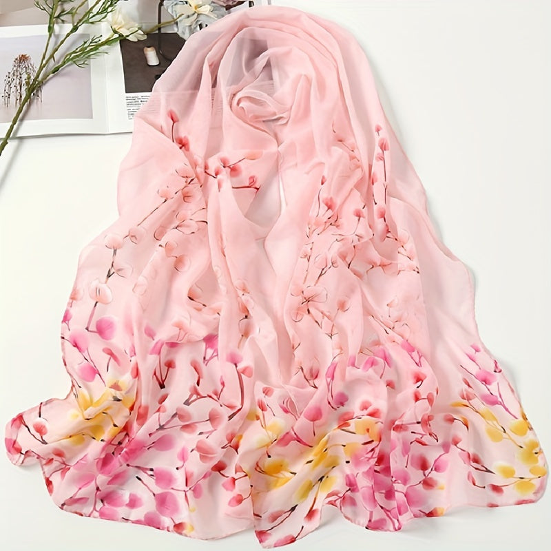 Leaf Chiffon Scarf Printed Breathable Shawl Outdoor Windproof Gauze Head Wrap