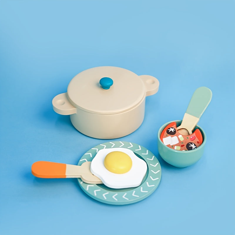 Kids Wooden Kitchen Set with Realistic Cooking Toys