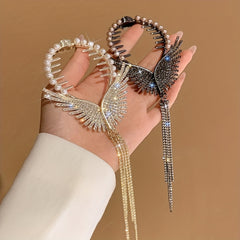 Angel Wings Tassel Rhinestone Hairpin For Women Girls Wedding