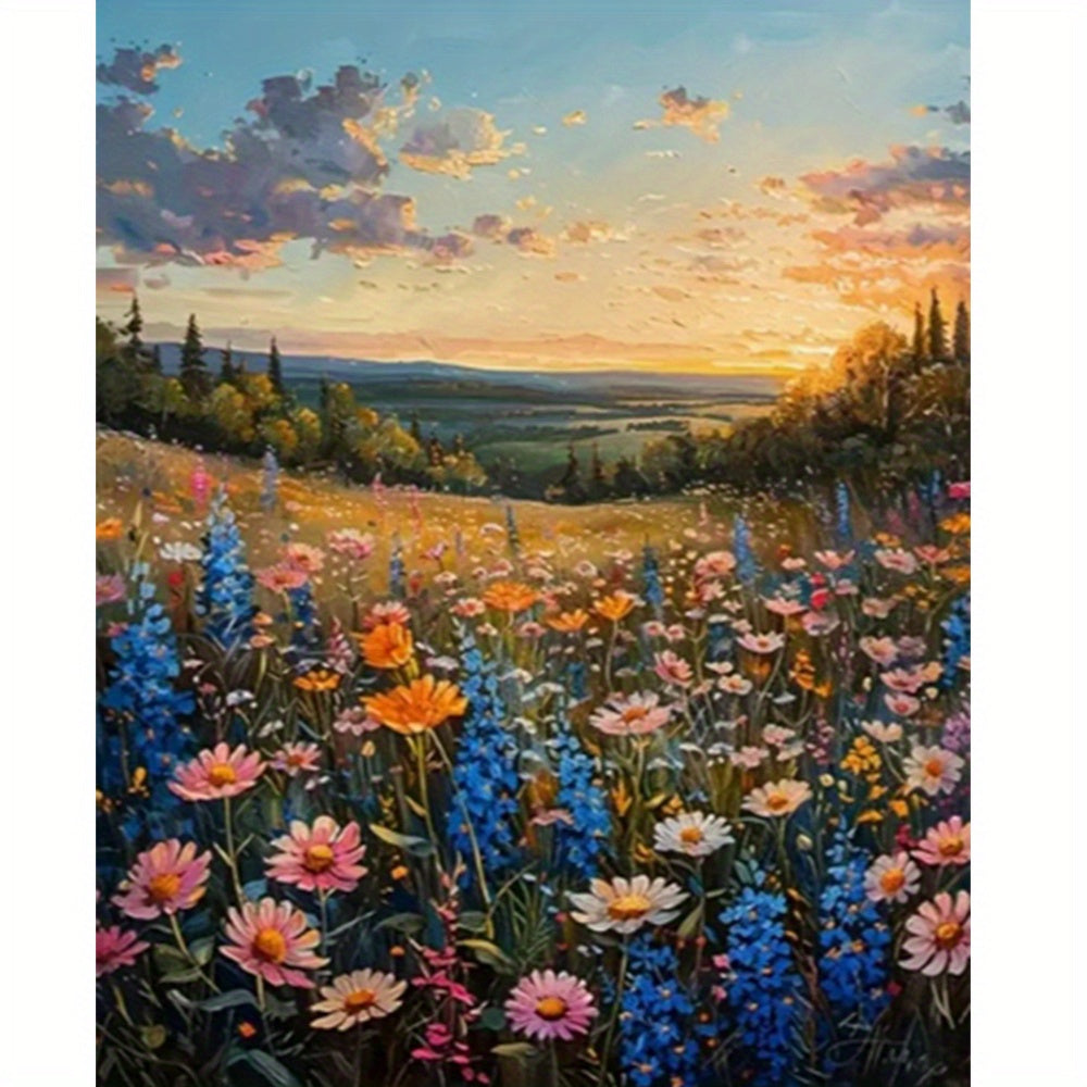 Little Daisy Bushes Under Clouds Acrylic Painting Kit