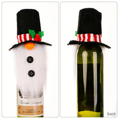 Christmas Tree Wine Bottle Set Antlers Top Hat Dwarf Lid Faceless Doll