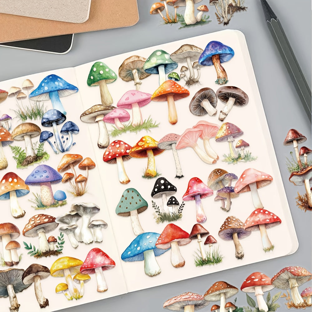 50 Colorful Mushroom Cartoon Stickers - Fun Decals for Phone