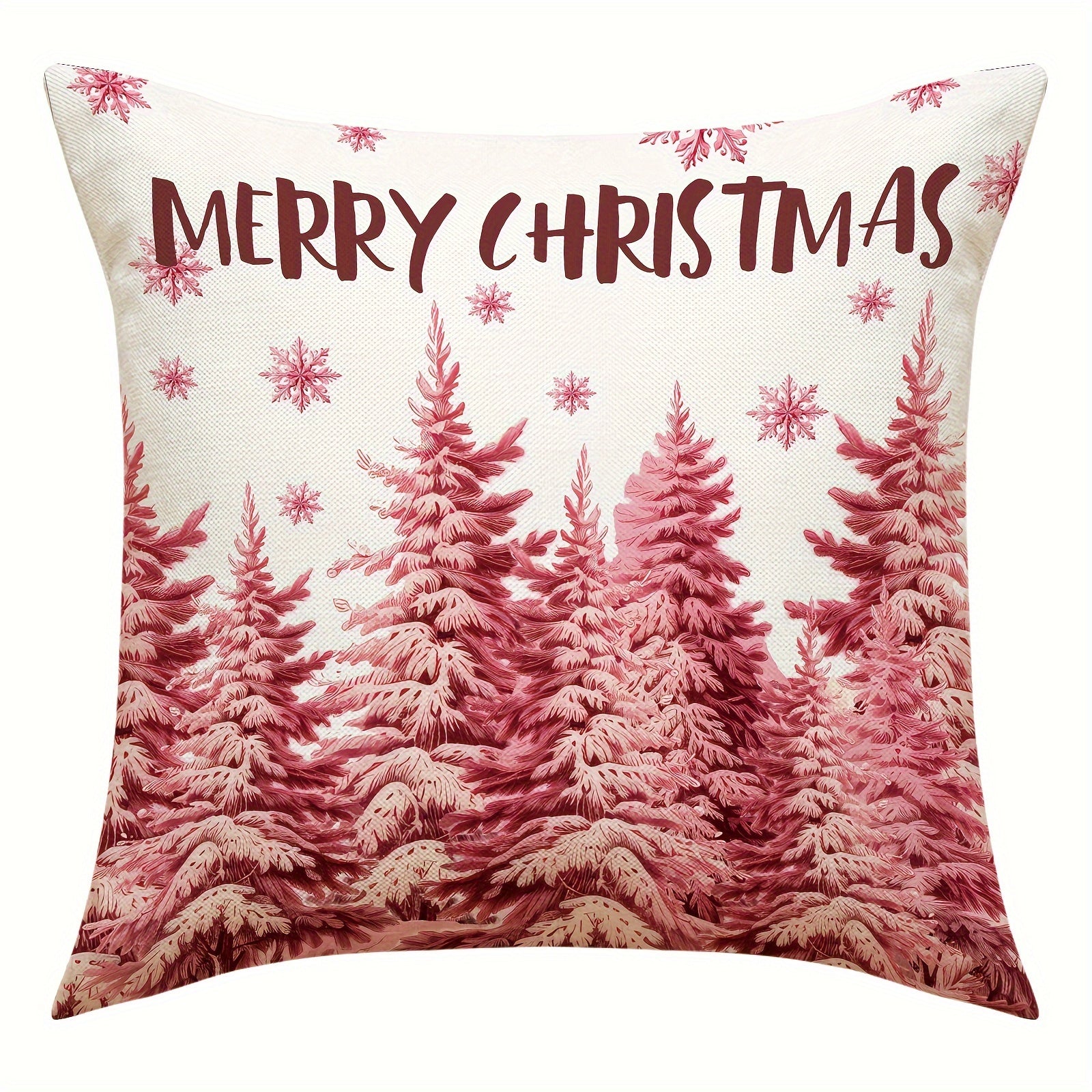 Christmas Pillowcase 18in X 18in Santa Claus Snowman Christmas Tree