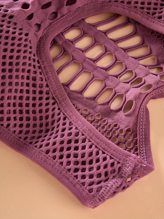 Fishnet Sports Bra Hollow Out Breathable Workout Bra Women's Lingerie