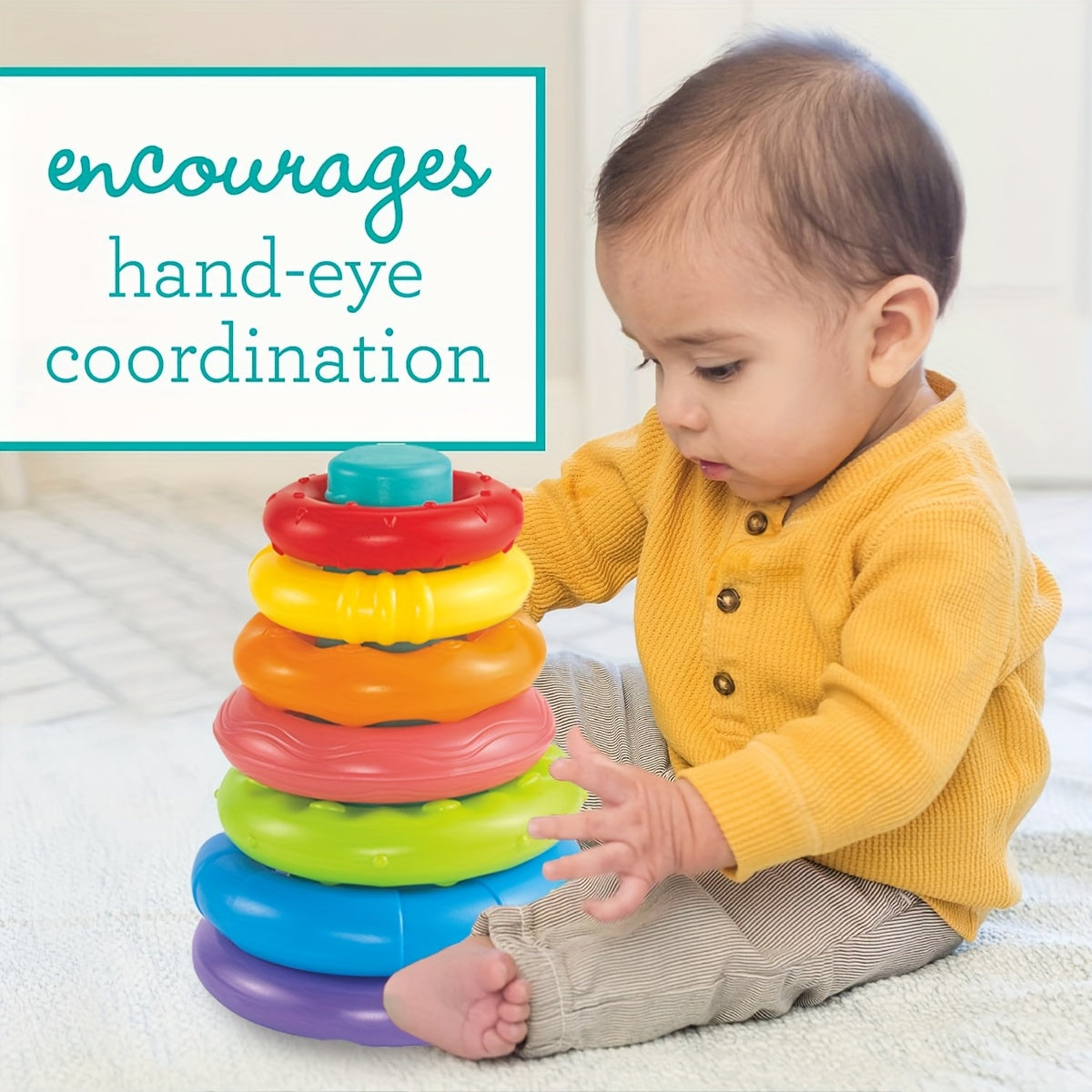 Rainbow Stackable Rings Sensory Educational Toy for Toddlers