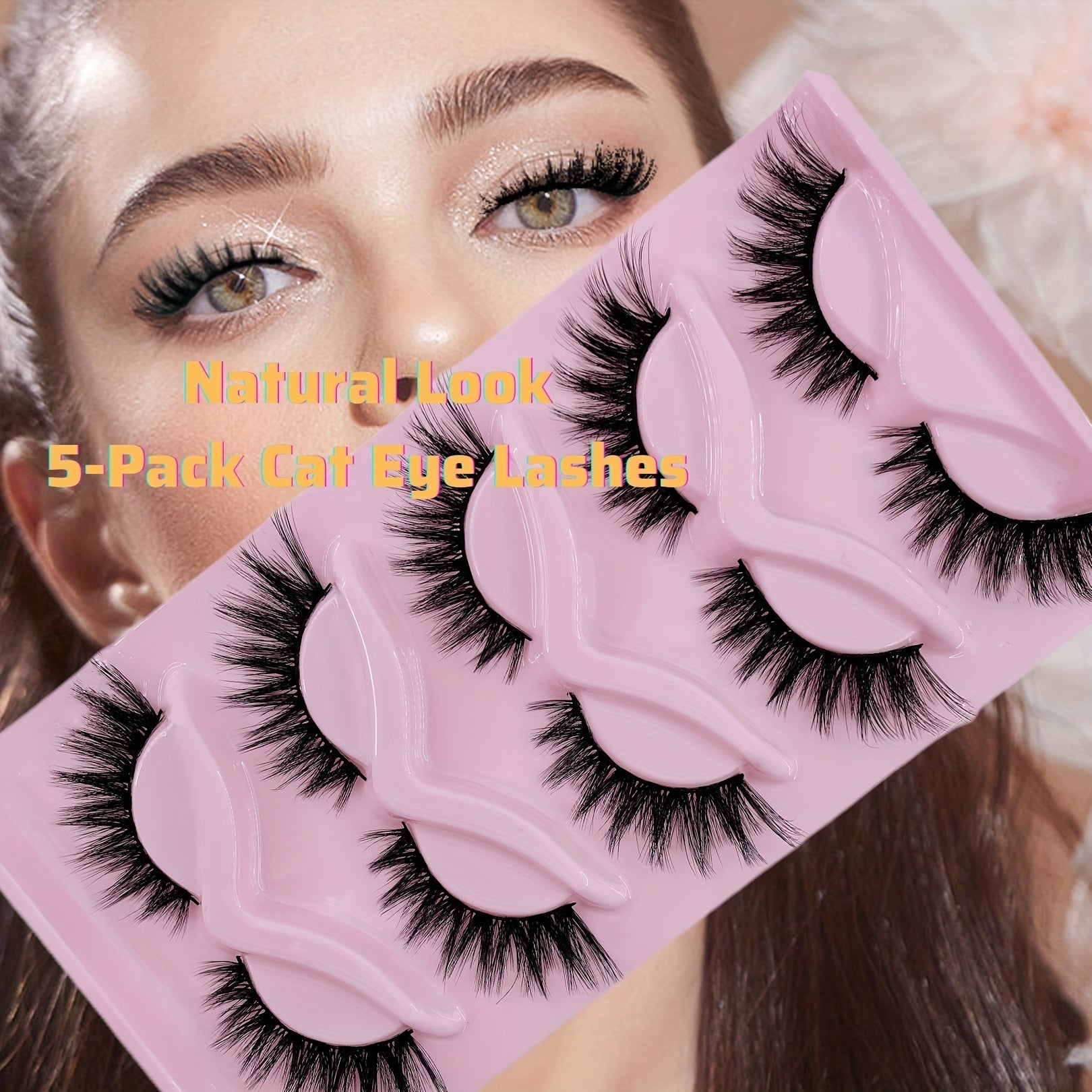 5 Pairs Fluffy Cat Eye False Eyelashes for Eye Opening Makeup