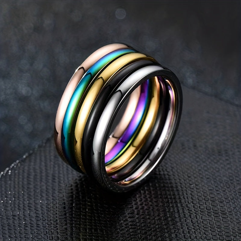 2 Stylish 2mm Stainless Steel Rings for Men and Women