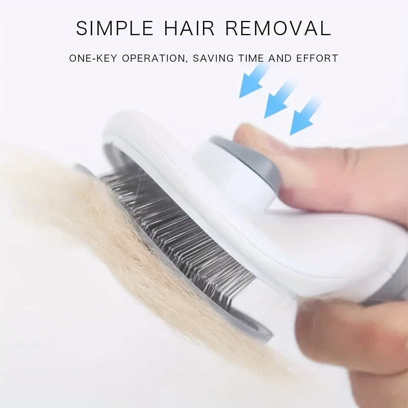 Self Cleaning Dog Slicker Brush Comb Shedding Gentle Stainless Steel Tee
