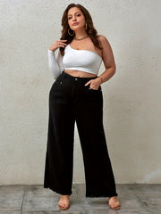  Fringe Trim Wide Leg Jeans